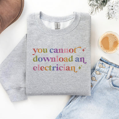 You Cannot Download an Electrician Care & Resist Gildan crewneck sweatshirt in Sport Grey