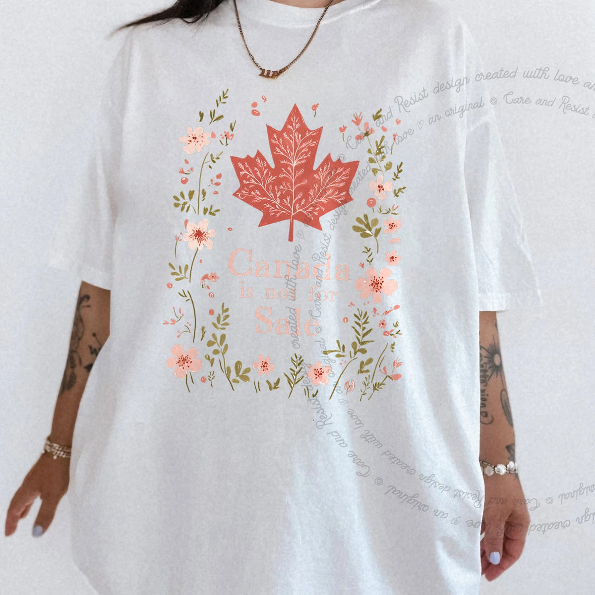 Canada Is Not for Sale Care & Resist progressive t-shirt in White