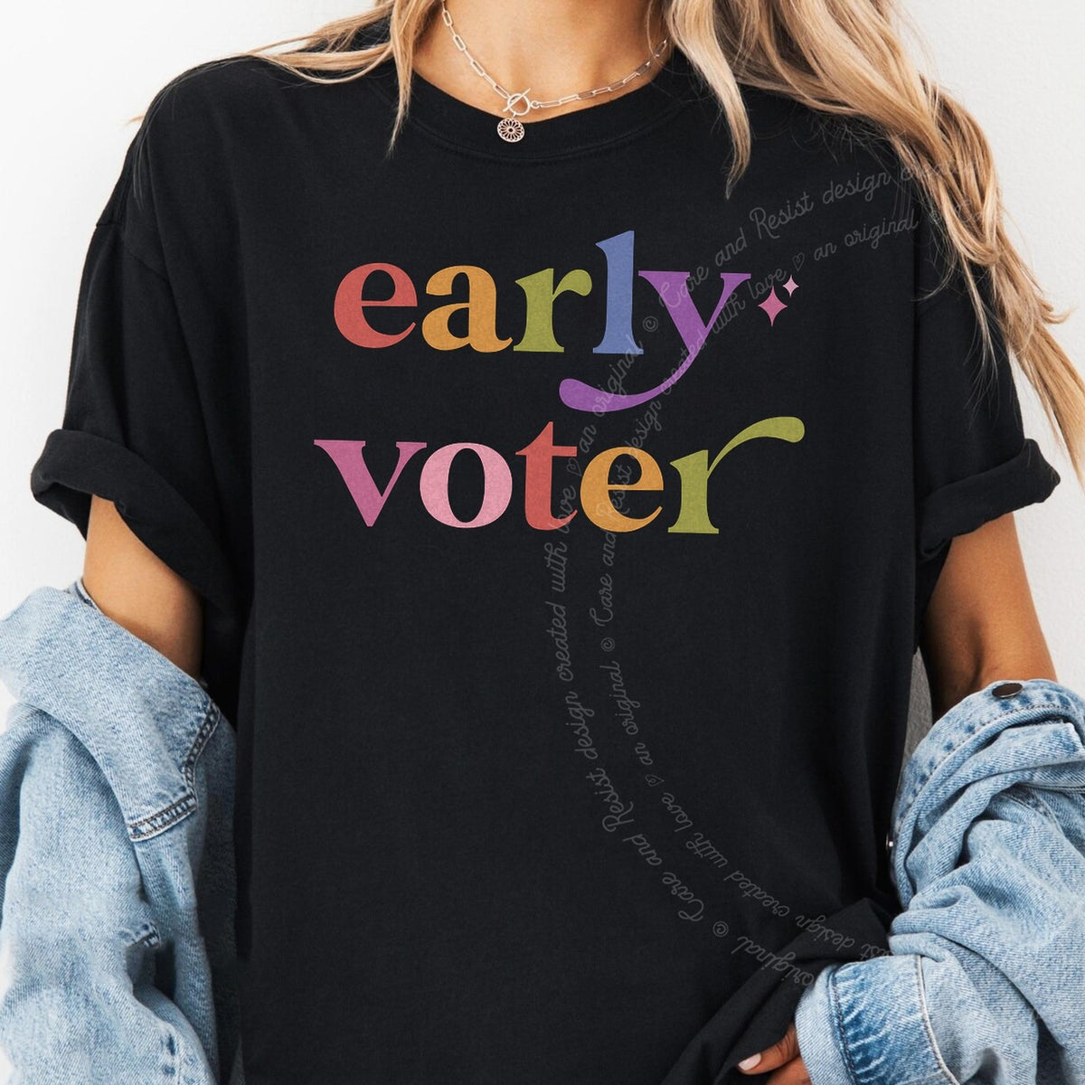 Early Voter Care & Resist progressive t-shirt in Black