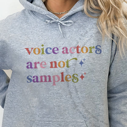 Voice Actors are not Samples Care & Resist Gildan hoodie in Sport Grey