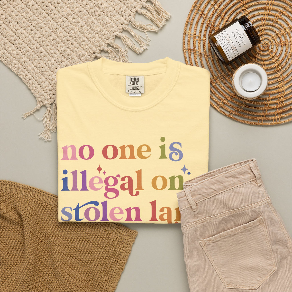 No One Is Illegal on Stolen Land Comfort Colors Unisex T-Shirt