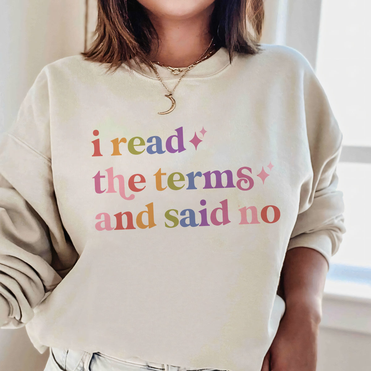 I Read the Terms and Said No Care & Resist Gildan crewneck sweatshirt in Sand
