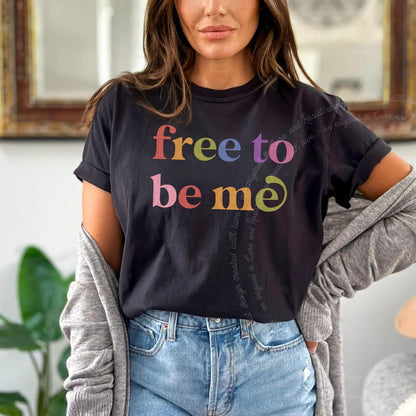Free to Be Me Care & Resist rainbow Comfort Colors tee, Black