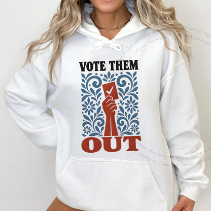Vote Them Out Folk Ballot Care & Resist Gildan hoodie in White