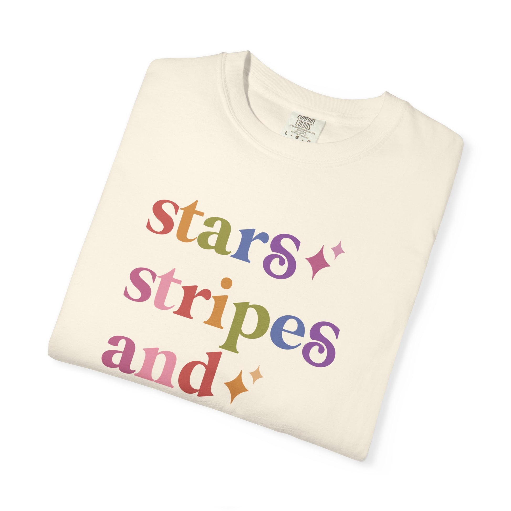 Stars Stripes and Equal Rights Care & Resist rainbow Comfort Colors tee