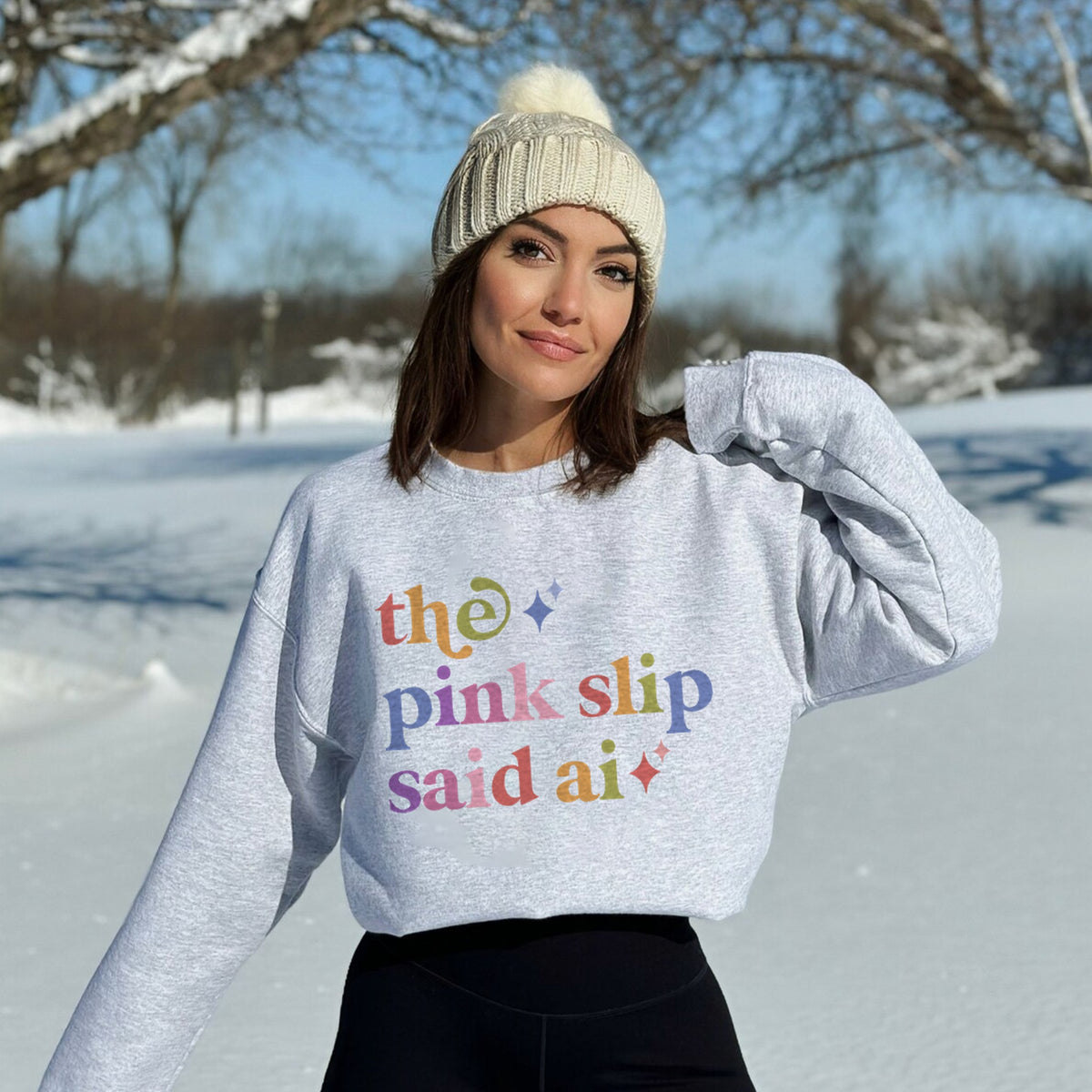 The Pink Slip Said Ai Care & Resist Gildan crewneck sweatshirt in Sport Grey