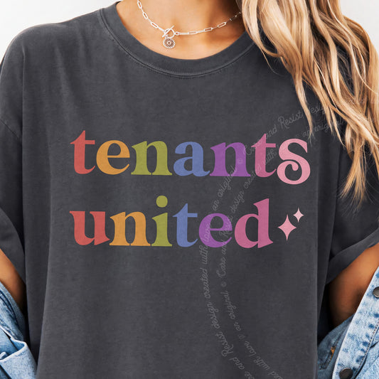 Tenants United Care & Resist progressive t-shirt in Graphite