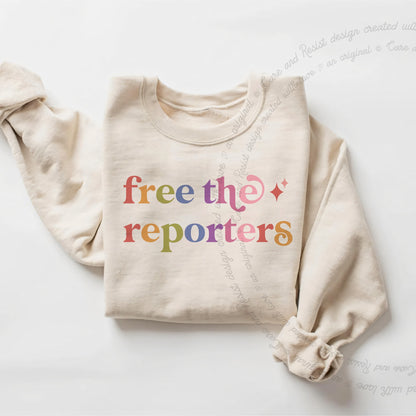 Free the Reporters Care & Resist Gildan crewneck sweatshirt in Sand