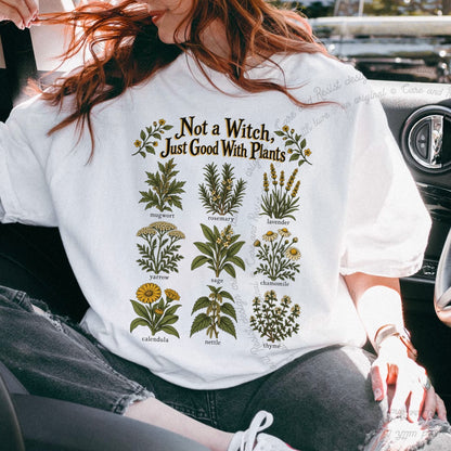 Not a Witch Just Good With Plants Care & Resist progressive t-shirt in White