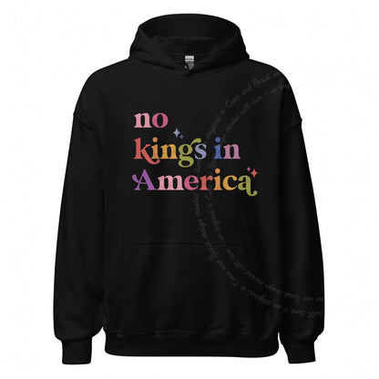 No Kings in America Care & Resist Gildan hoodie in Black