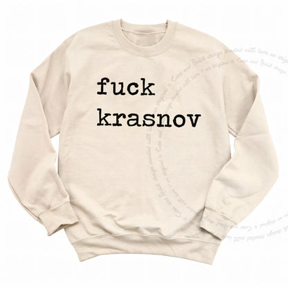 Fuck Krasnov Care & Resist Gildan crewneck sweatshirt in Sand