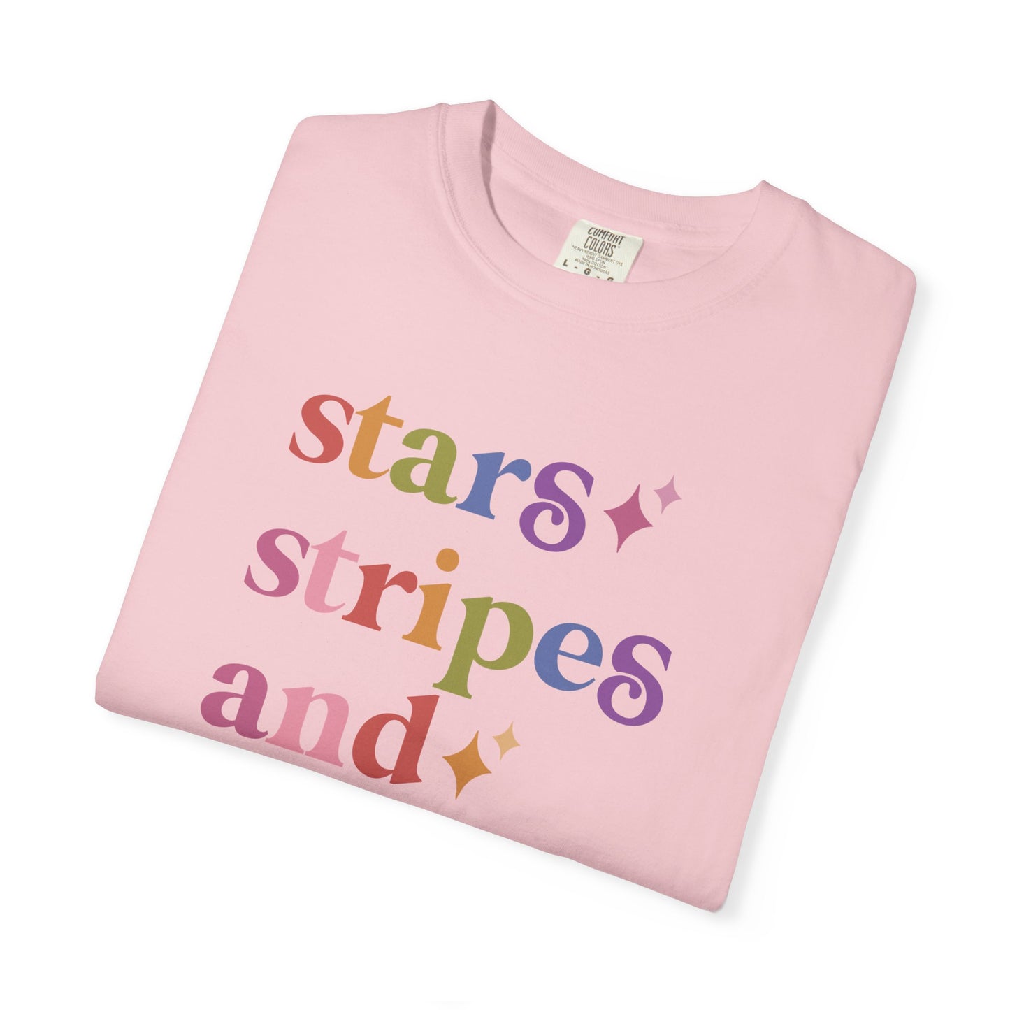 Stars Stripes and Equal Rights Care & Resist rainbow Comfort Colors tee