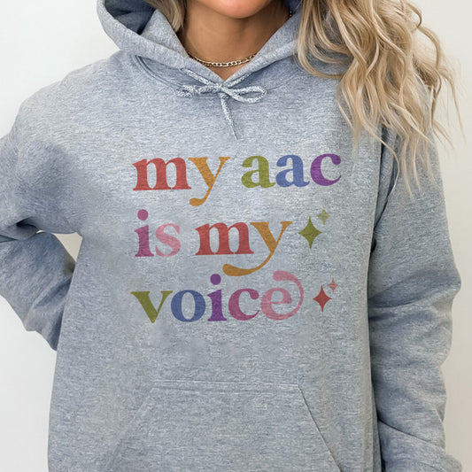 My Aac is My Voice Care & Resist Gildan hoodie in Sport Grey