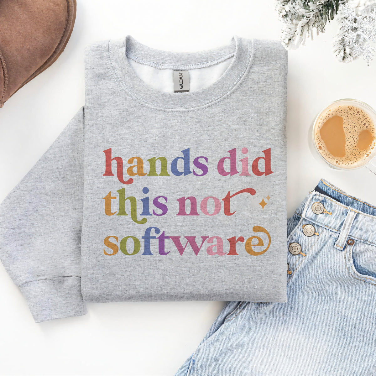 Hands Did This not Software Care & Resist Gildan crewneck sweatshirt in Sport Grey