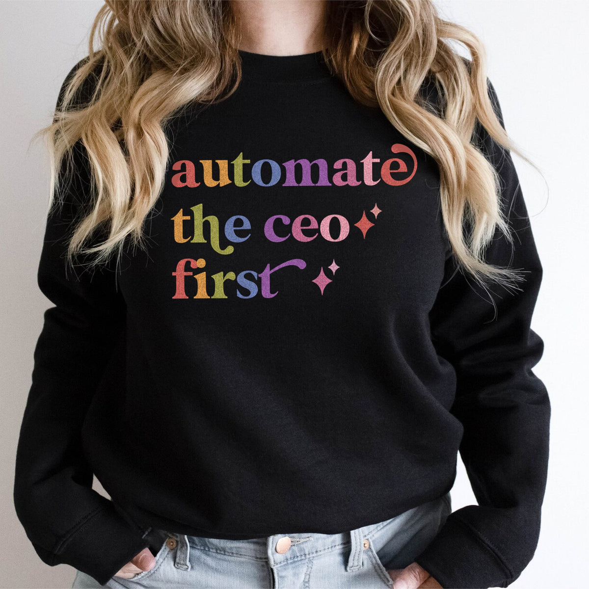 Automate the Ceo First Care & Resist Gildan crewneck sweatshirt in Black