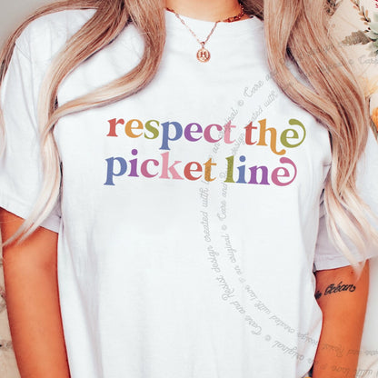 Respect the Picket Line Care & Resist rainbow Comfort Colors tee, White