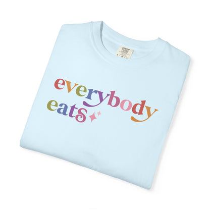 Everybody Eats Care & Resist rainbow Comfort Colors tee
