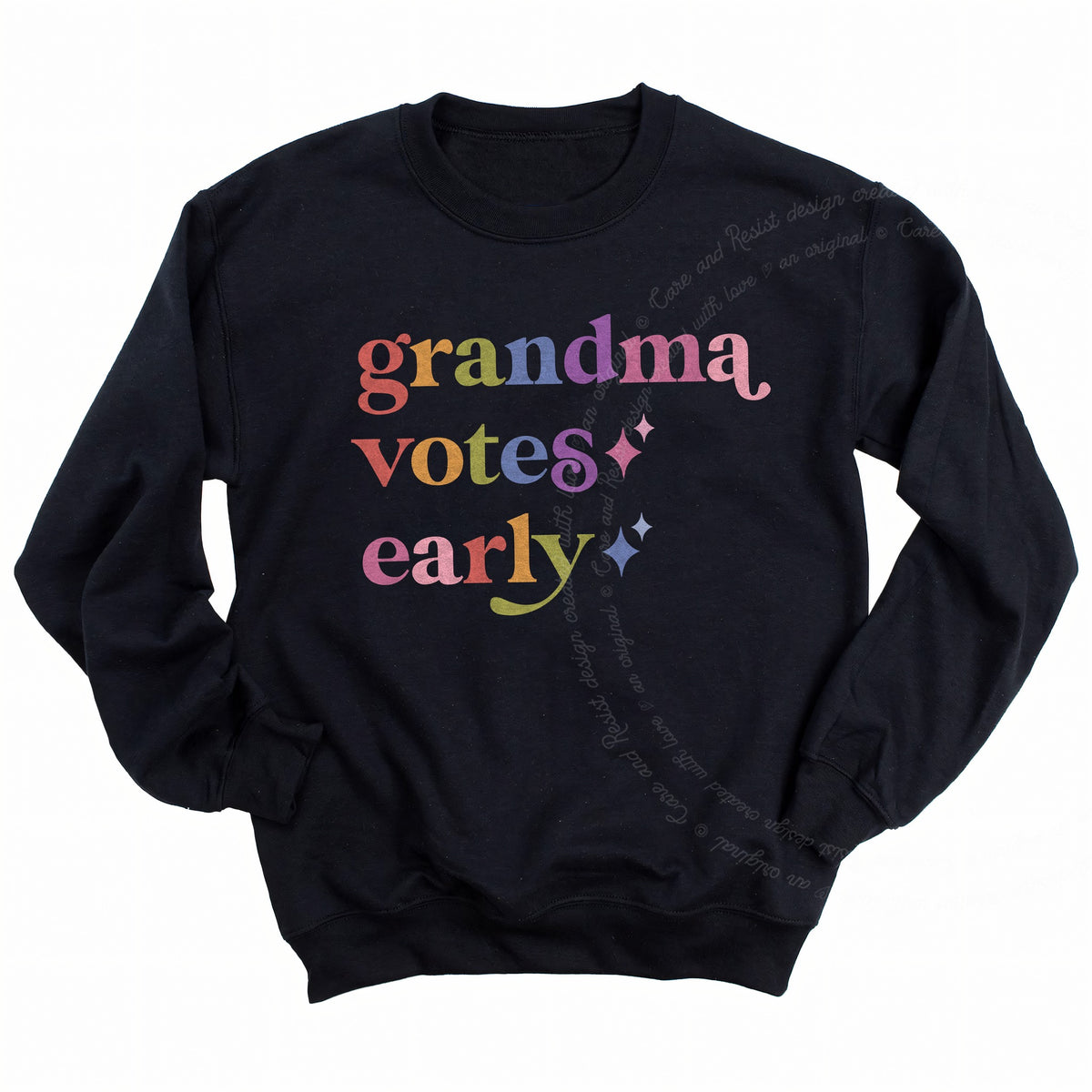 Grandma Votes Early Care & Resist Gildan crewneck sweatshirt in Black