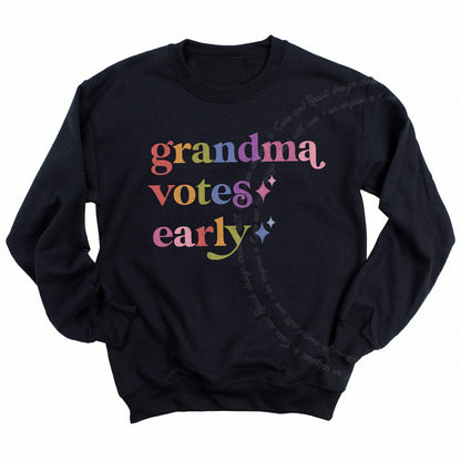Grandma Votes Early Care & Resist Gildan crewneck sweatshirt in Black