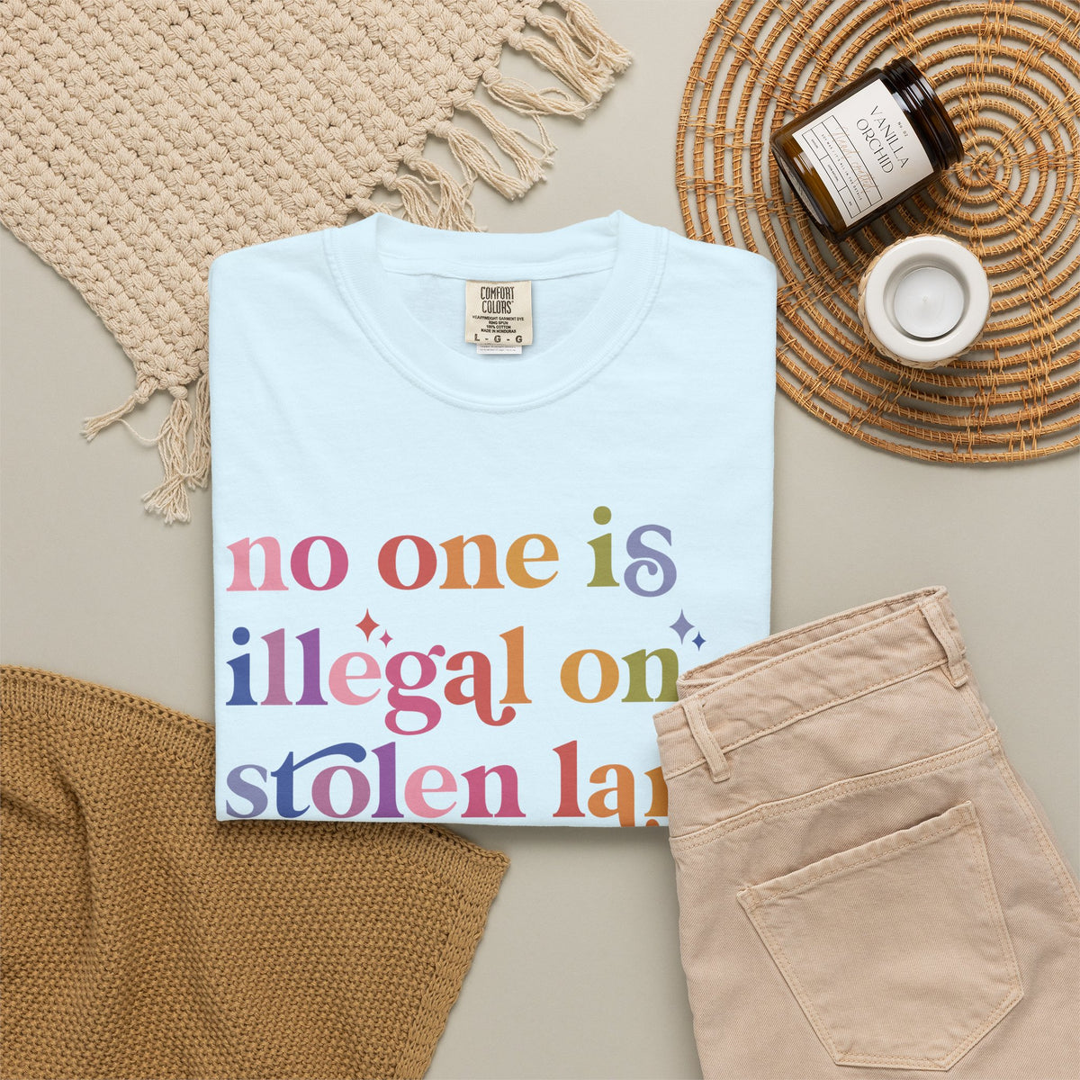 No One Is Illegal on Stolen Land Comfort Colors Unisex T-Shirt