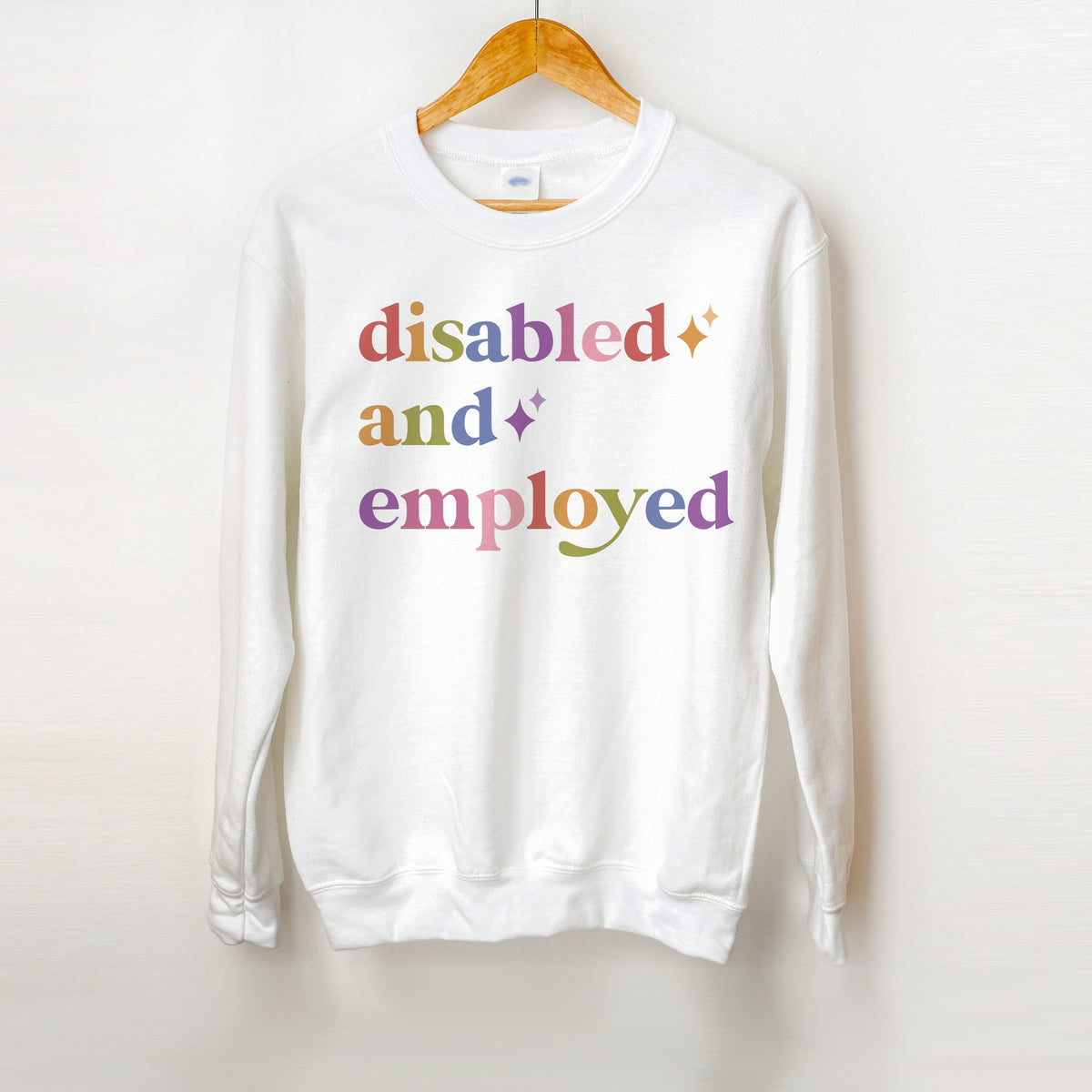 Disabled and Employed Care & Resist Gildan crewneck sweatshirt in White