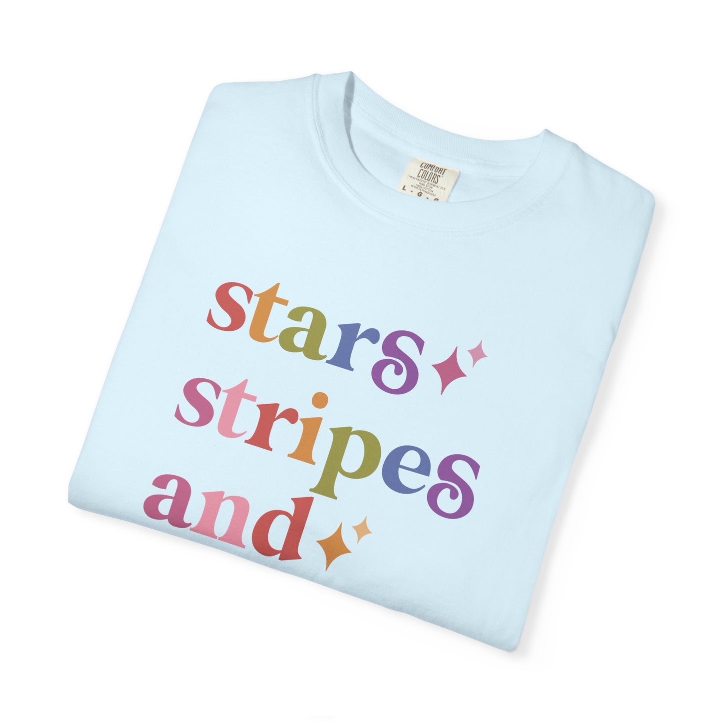 Stars Stripes and Equal Rights Care & Resist rainbow Comfort Colors tee