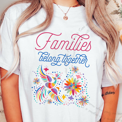 Families Belong Together Rainbow Care & Resist progressive t-shirt in White