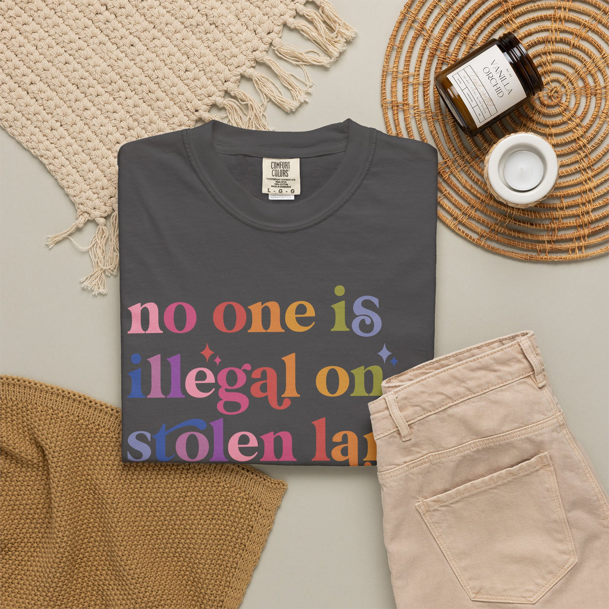 No One Is Illegal on Stolen Land Comfort Colors Unisex T-Shirt