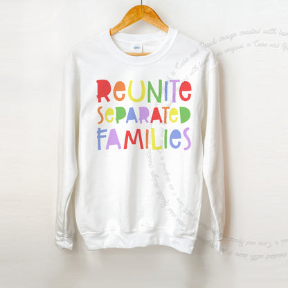 Reunite Separated Families Care & Resist Gildan crewneck sweatshirt in White