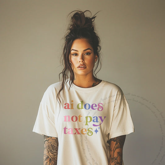 Ai Does not Pay Taxes Care & Resist tee in Ivory