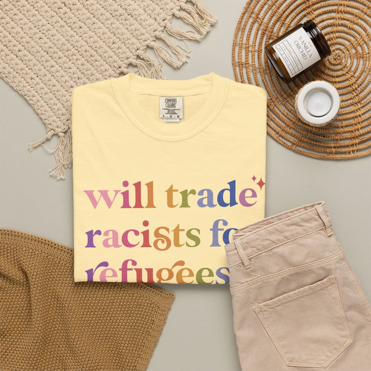 Will Trade Racists for Refugees Comfort Colors Unisex T-Shirt