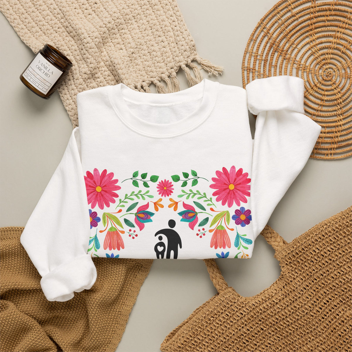 Families Belong Together Mexican Flowers Sweatshirt