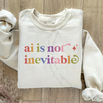 Ai is not Inevitable Care & Resist Gildan crewneck sweatshirt in Sand