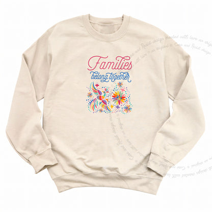 Families Belong Together Rainbow Care & Resist Gildan crewneck sweatshirt in Sand