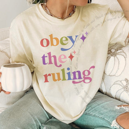 Obey the Ruling Care & Resist rainbow tee