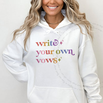 Write Your Own Vows Care & Resist Gildan hoodie in White