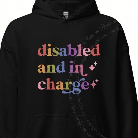 Disabled and in Charge Care & Resist Gildan hoodie in Black