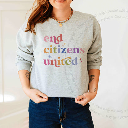 End Citizens United Care & Resist Gildan crewneck sweatshirt in Sport Grey
