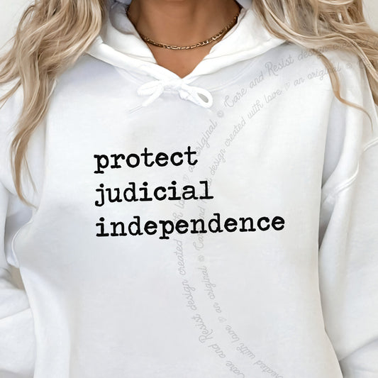 Protect Judicial Independence Care & Resist Gildan hoodie in White