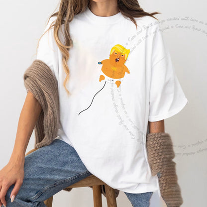 Trump Baby Blimp Care & Resist progressive t-shirt in White