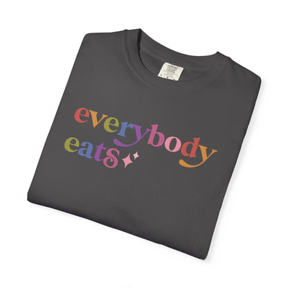 Everybody Eats Care & Resist rainbow Comfort Colors tee