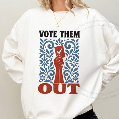 Vote Them Out Folk Ballot Care & Resist Gildan crewneck sweatshirt in White
