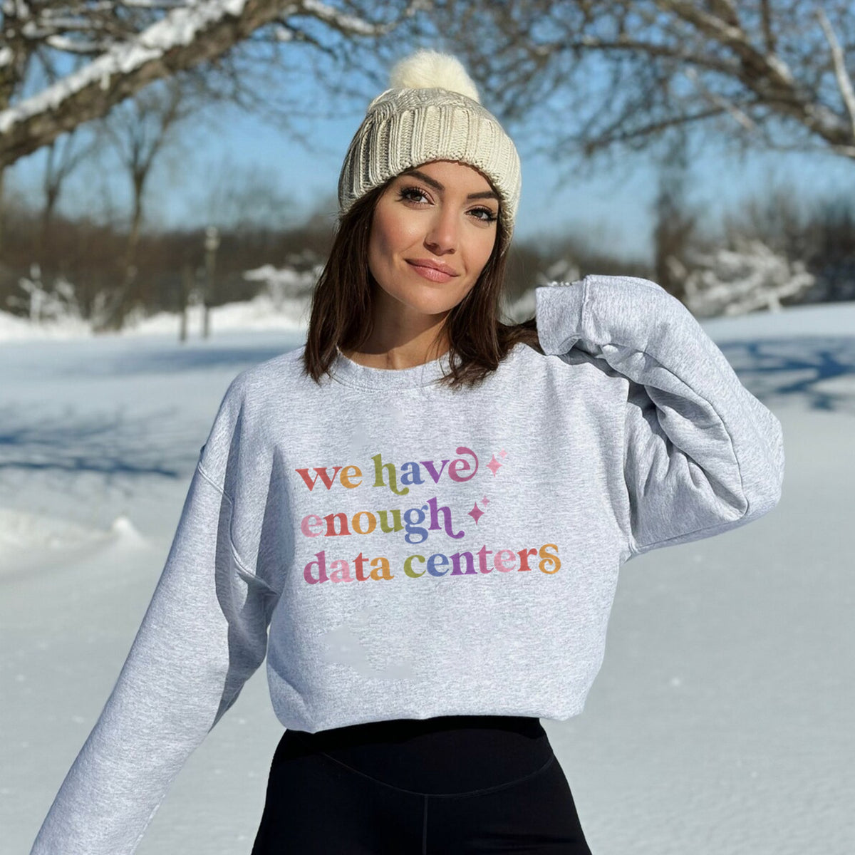 We Have Enough Data Centers Care & Resist Gildan crewneck sweatshirt in Sport Grey