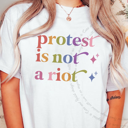 Protest is not a Riot Care & Resist rainbow Comfort Colors tee, White