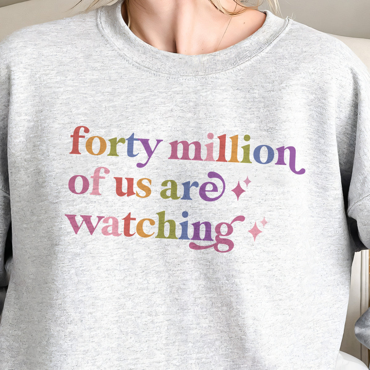 Forty Million of Us are Watching Care & Resist Gildan crewneck sweatshirt in Sport Grey