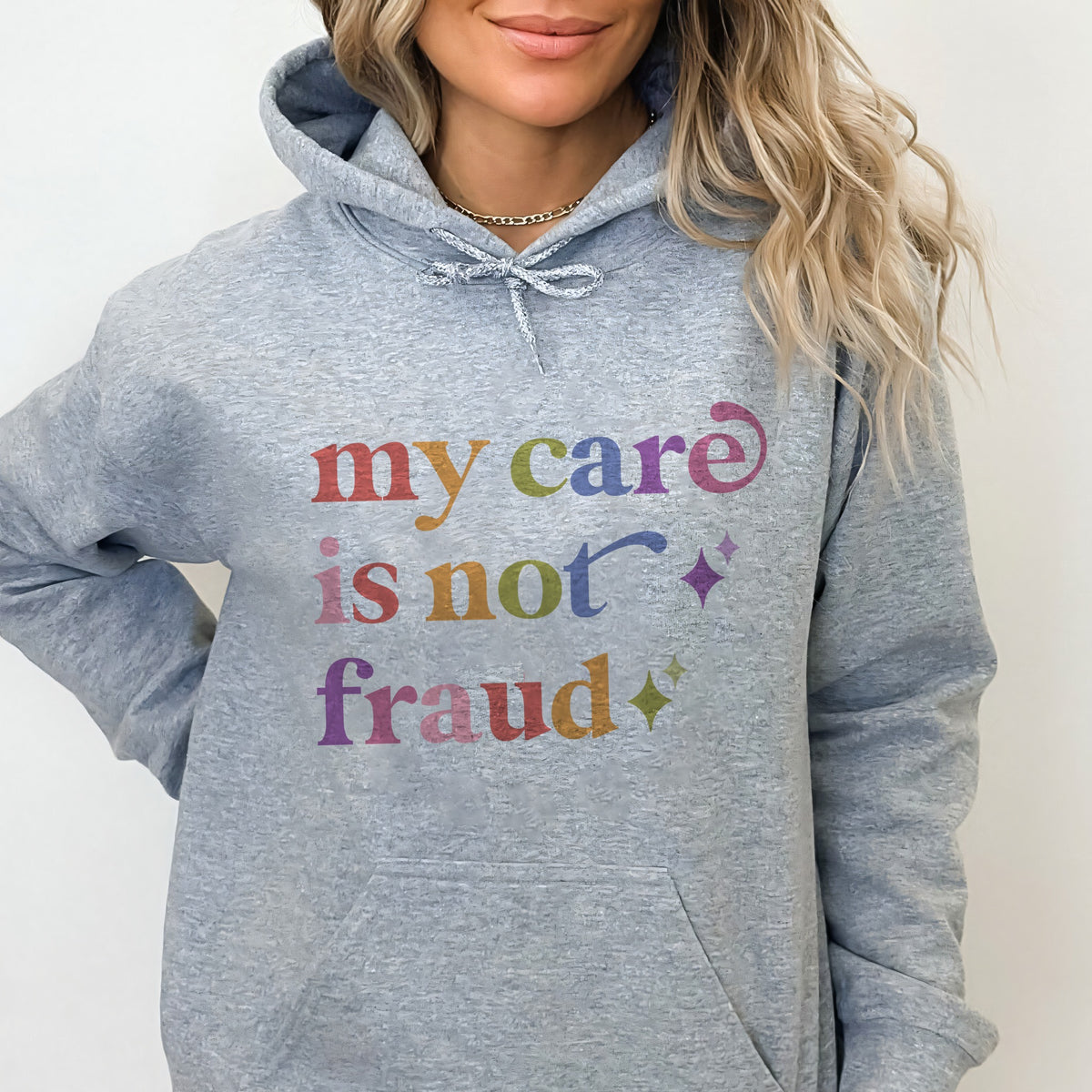 My Care is not Fraud Care & Resist Gildan hoodie in Sport Grey
