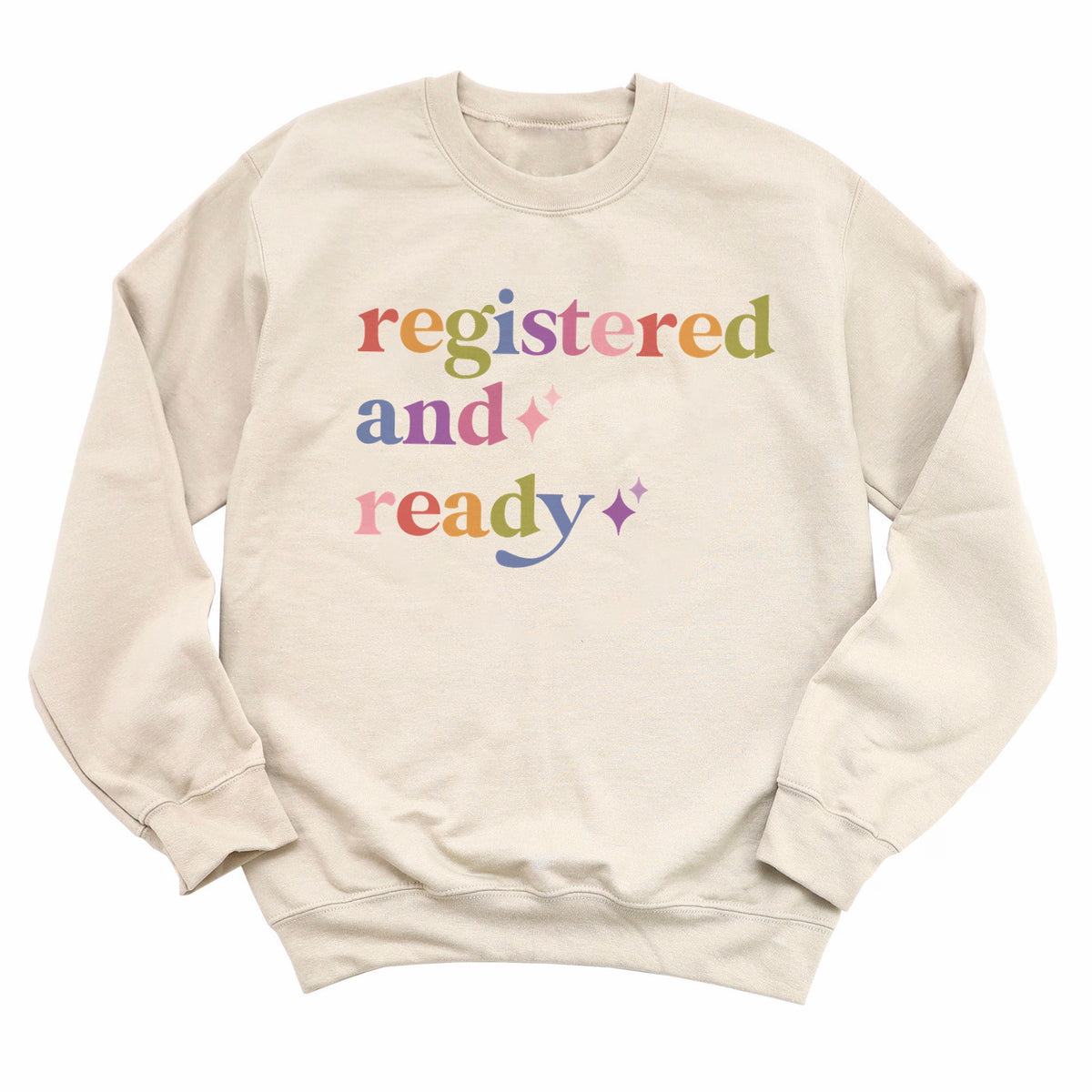 Registered and Ready Care & Resist Gildan crewneck sweatshirt in Sand