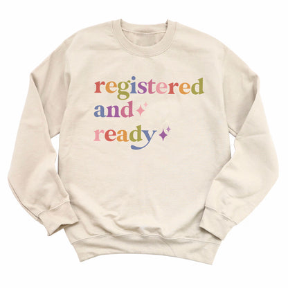 Registered and Ready Care & Resist Gildan crewneck sweatshirt in Sand
