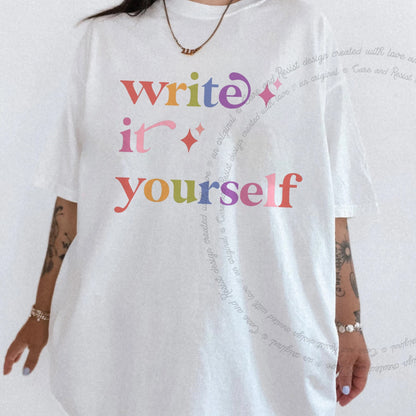 Write It Yourself Care & Resist rainbow Comfort Colors tee, White