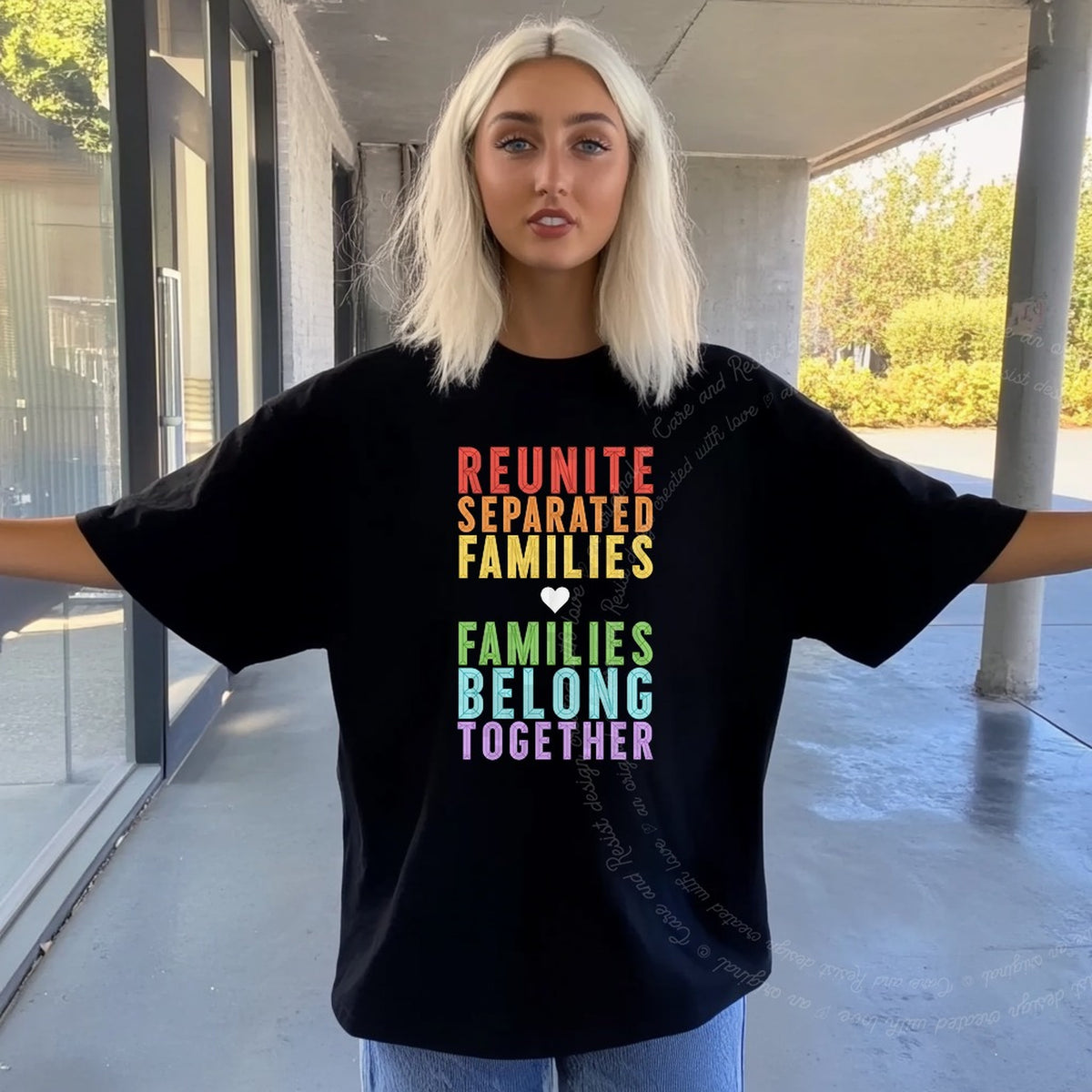 Reunite Separated Families, Families Belong Together Care & Resist progressive t-shirt in Black